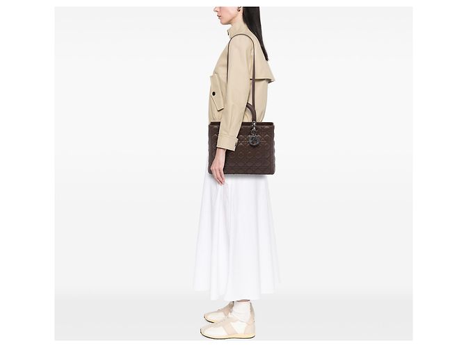 Autre Marque Dior Brown Large Lambskin Cannage Lady Dior Marrone Marrone scuro - vista 6