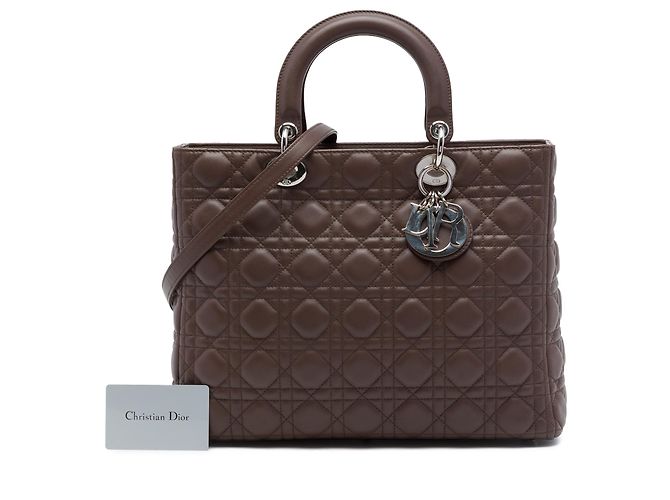 Autre Marque Dior Brown Large Lambskin Cannage Lady Dior Marrone Marrone scuro - vista 7