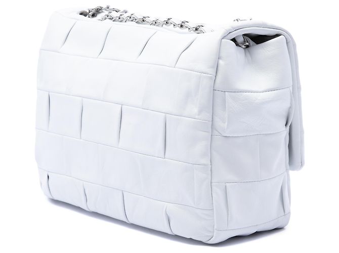 Chanel White Jumbo Lambskin Patchwork Reissue 2.55 Igloo Flap Branco - vista 2