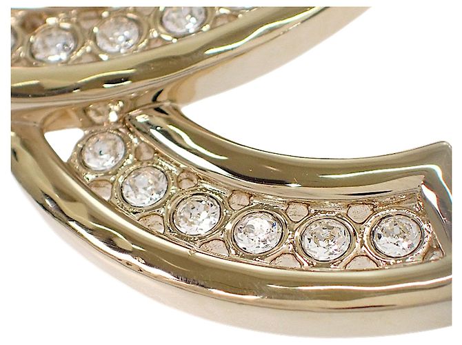 Spilla Chanel Gold CC placcata oro con strass D'oro - vista 10