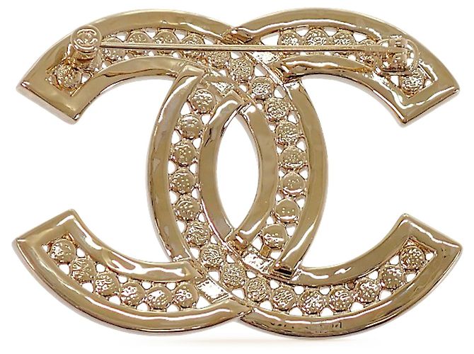 Spilla Chanel Gold CC placcata oro con strass D'oro - vista 2