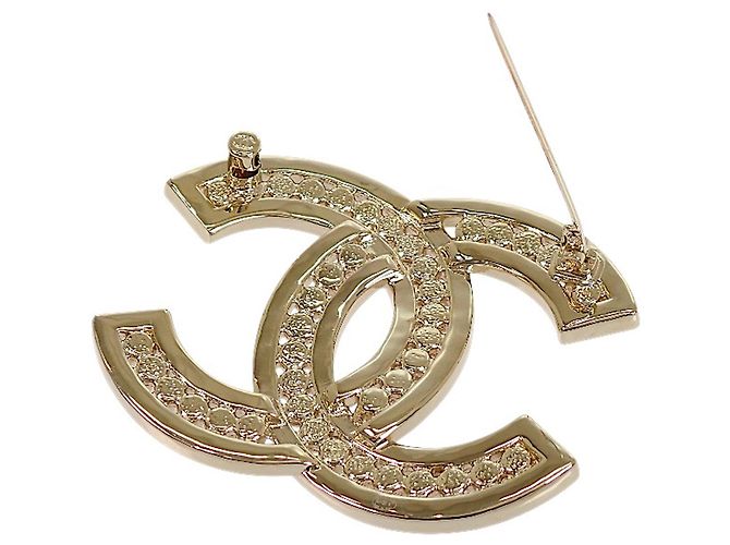 Spilla Chanel Gold CC placcata oro con strass D'oro - vista 6