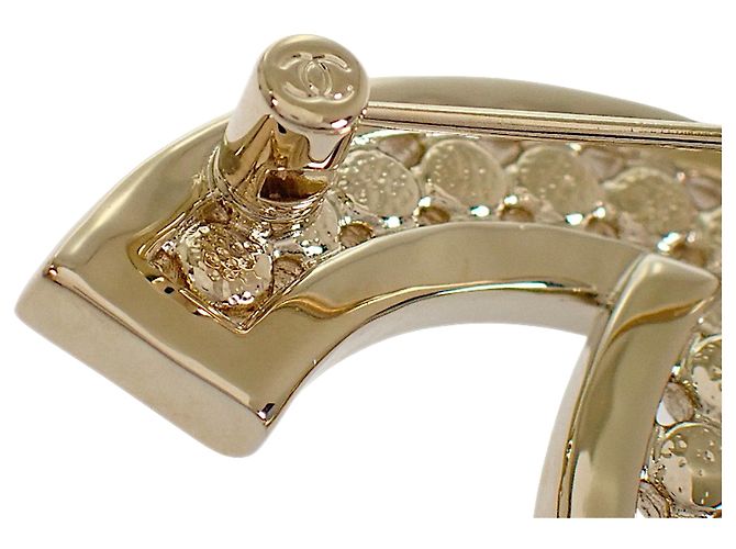 Spilla Chanel Gold CC placcata oro con strass D'oro - vista 8