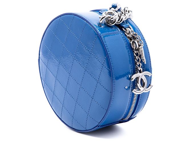 Borsa Chanel Blue CC Patent Round As Earth Bag - vista 2