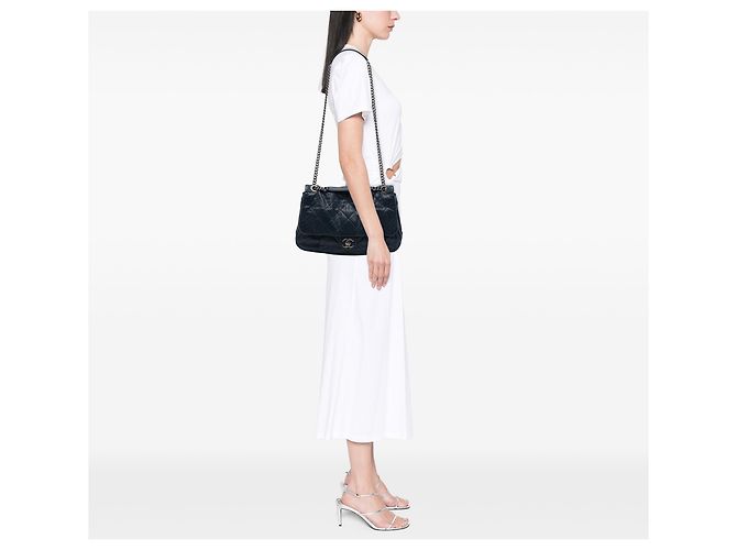 Chanel Blue Quilted Calfskin Coco Pleats Flap Blu navy - vista 6