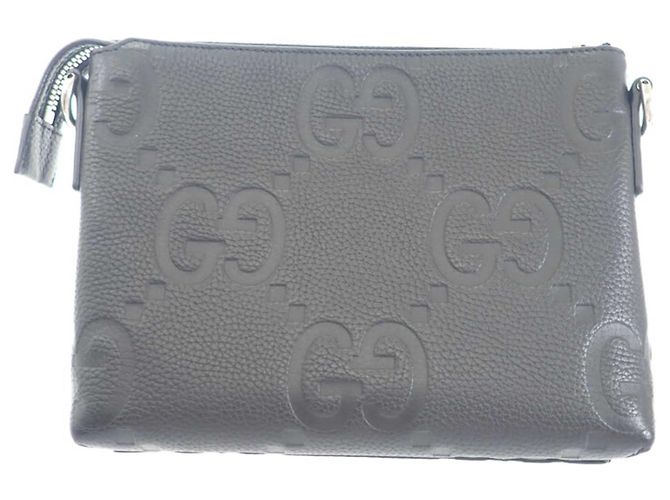 Borsa a tracolla Gucci in pelle di vitello embossed Jumbo GG, nera, piccola Nero - vista 2
