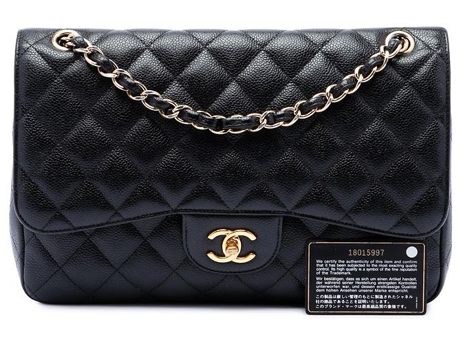 Chanel Black Jumbo Classic Caviar Double Flap Nero - vista 7