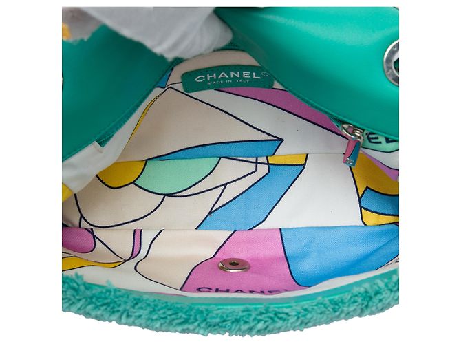 Chanel Green Medium Quilted Terry Cloth Coco Beach Flap Verde - vista 5