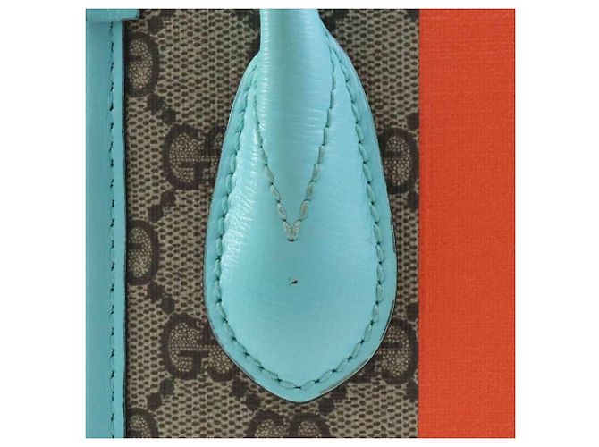 Borsa Satchel Gucci Beige Mini GG Supreme Web Tiger Retro Interlocking G Blu chiaro - vista 13