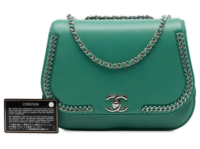 Chanel Green Medium Calfskin Braided Chic Flap Verde - vista 7
