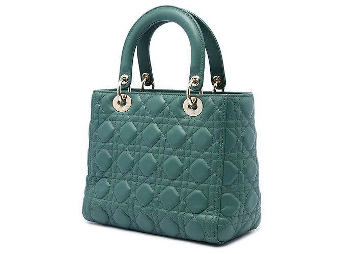 Autre Marque Dior Green Medium Lambskin Cannage Lady Dior Verde Verde scuro - vista 2