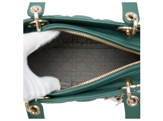 Autre Marque Dior Green Medium Lambskin Cannage Lady Dior Verde Verde scuro - vista 4