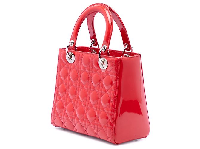 Autre Marque Dior Red Medium Patent Cannage Lady Dior Rosso - vista 2
