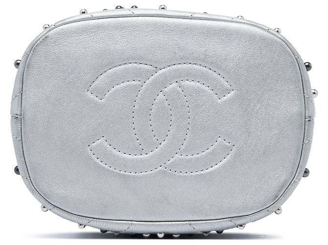 Borsa a secchiello Chanel Silver Small Metallic Chevron Lambskin Stud Wars con coulisse Argento - vista 3