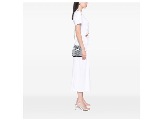 Borsa a secchiello Chanel Silver Small Metallic Chevron Lambskin Stud Wars con coulisse Argento - vista 5