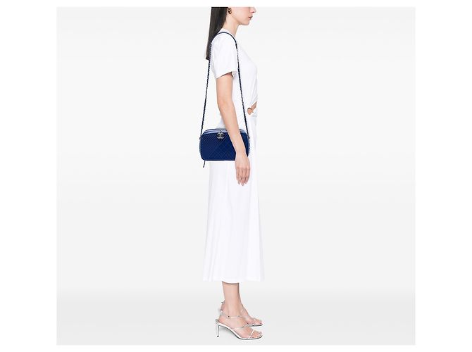Borsa Camera Chanel Blue Large Quilted Lambskin Coco Boy Blu scuro - vista 6