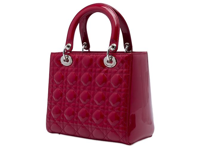 Autre Marque Dior Red Medium Patent Cannage Lady Dior Rosso Bordò - vista 2