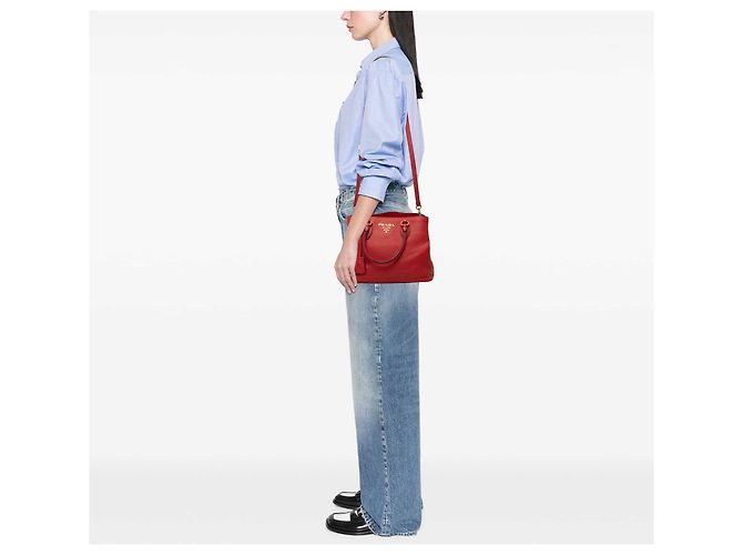 Prada Red Vitello Daino Offene Convertible Tote Rot - Ansicht 6