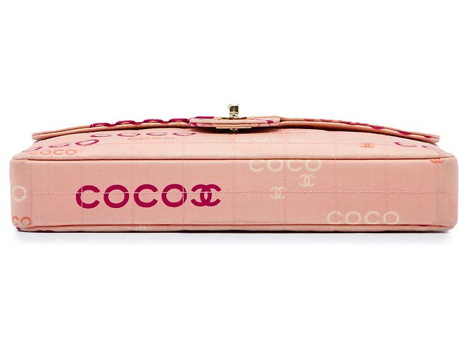 Chanel Pink CC Chocolate Bar Canvas Logo East West Flap Rosa - vista 3
