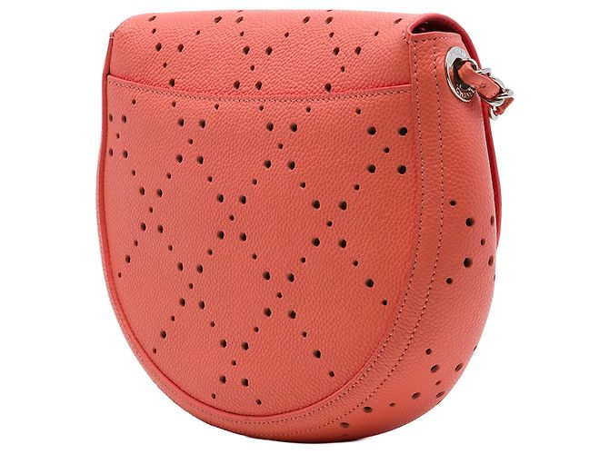 Chanel Orange Small CC Perforated Caviar Messenger Flap Arancione Pesca - vista 2