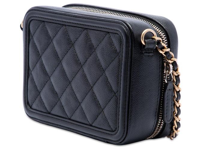 Clutch Vanity Chanel Black Caviar CC Filigree con catena Nero - vista 2