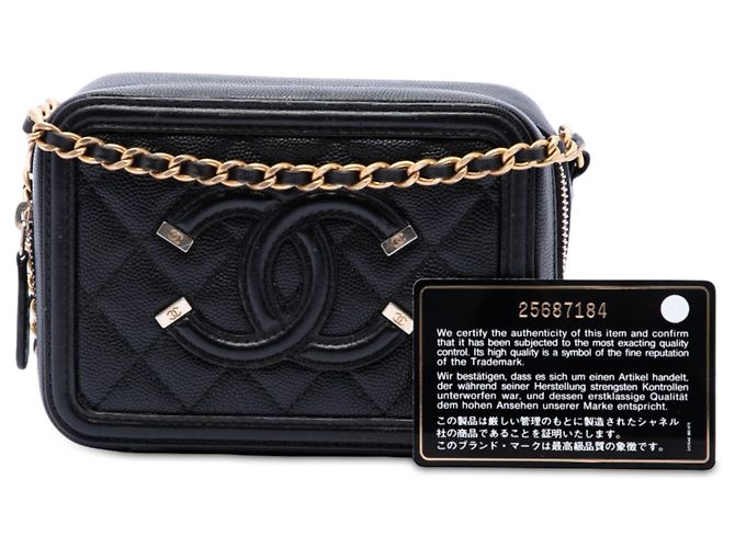Clutch Vanity Chanel Black Caviar CC Filigree con catena Nero - vista 7