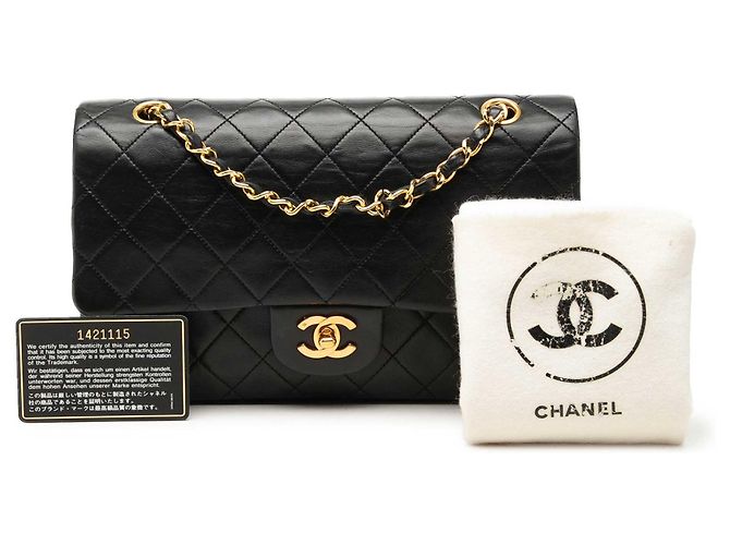 Chanel Black Medium Classic Lambskin Double Flap Nero - vista 7