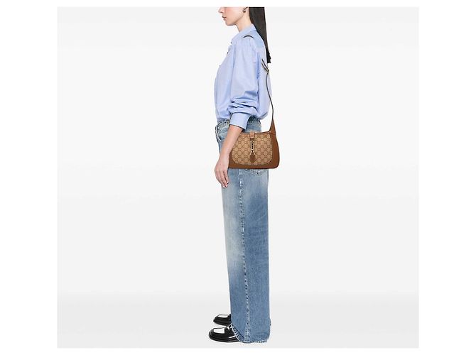 Gucci Beige Medio GG Raffia Jackie 1961 Crossbody - vista 6
