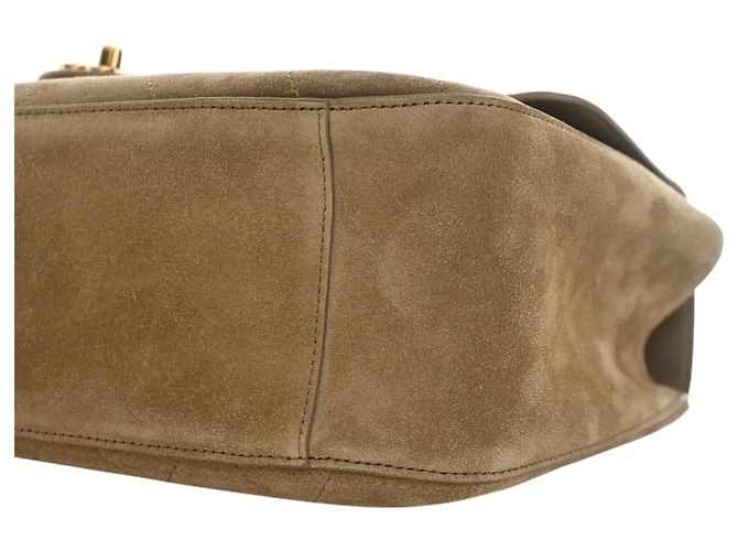 Chanel Brown Small Quilted Suede Souplissimo Maxi Flap Braun Khaki - Ansicht 10
