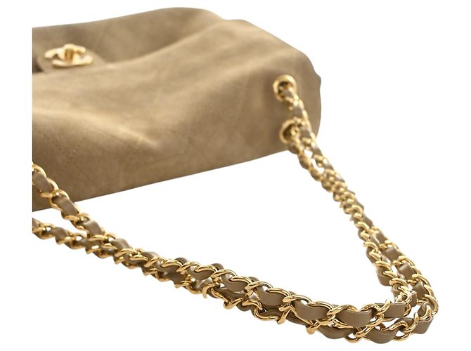 Chanel Brown Small Quilted Suede Souplissimo Maxi Flap Braun Khaki - Ansicht 13