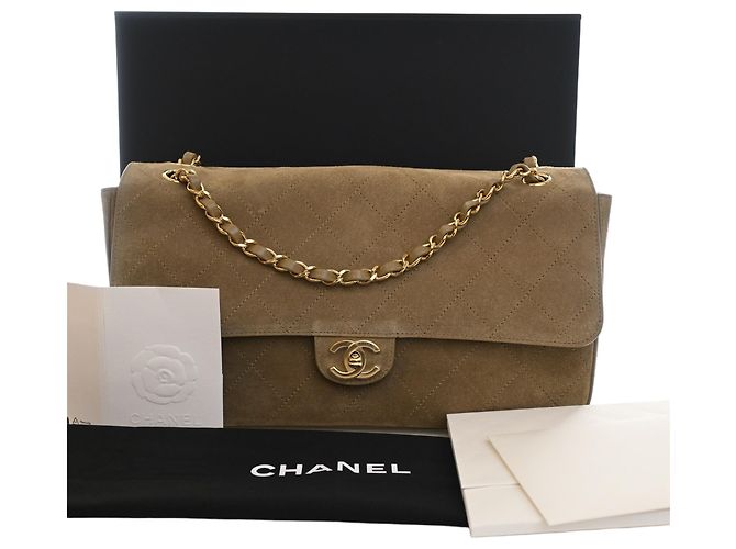 Chanel Brown Small Quilted Suede Souplissimo Maxi Flap Braun Khaki - Ansicht 14