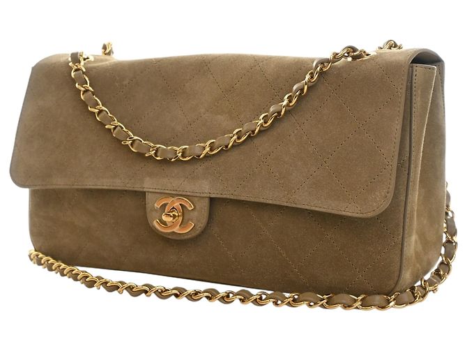 Chanel Brown Small Quilted Suede Souplissimo Maxi Flap Braun Khaki - Ansicht 3