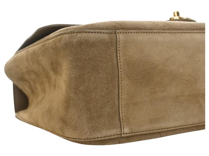 Chanel Brown Small Quilted Suede Souplissimo Maxi Flap Braun Khaki - Ansicht 9