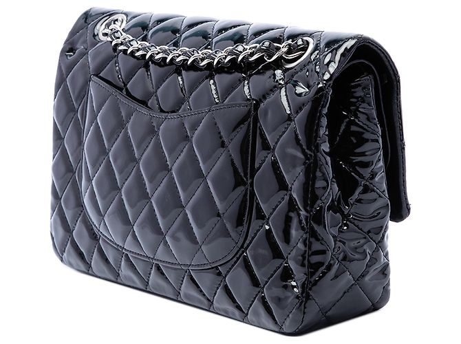 Chanel Black Medium Classic Patent Double Flap Negro - vista 2