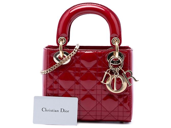 Autre Marque Dior Red Mini Patent Cannage Lady Dior - view 7