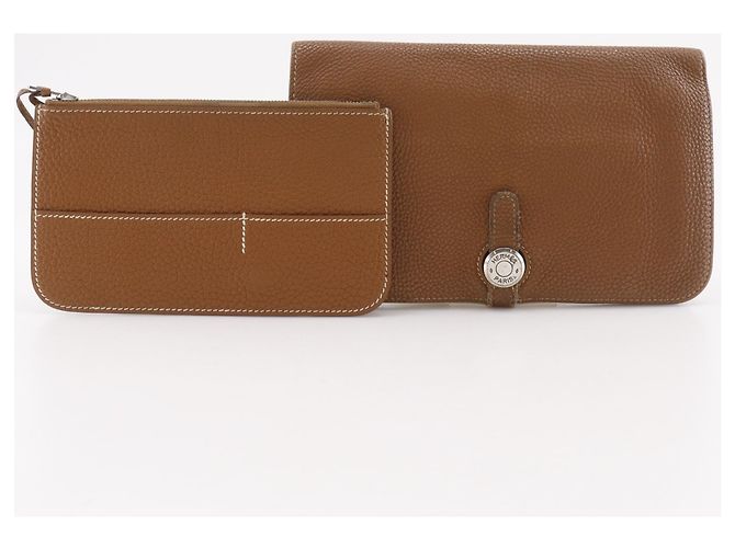 Hermès Cartera larga Hermes Dogon en piel Taurillon Clemence marrón Castaño - vista 20