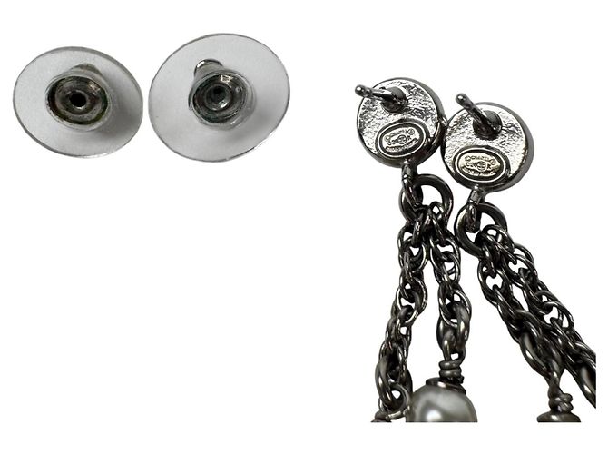 Orecchini lunghi Chanel Coco Mark Argento - vista 5