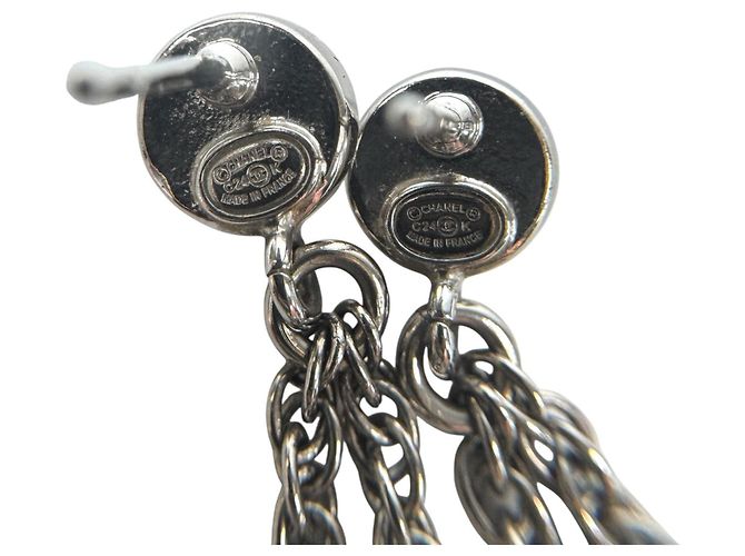 Orecchini lunghi Chanel Coco Mark Argento - vista 6