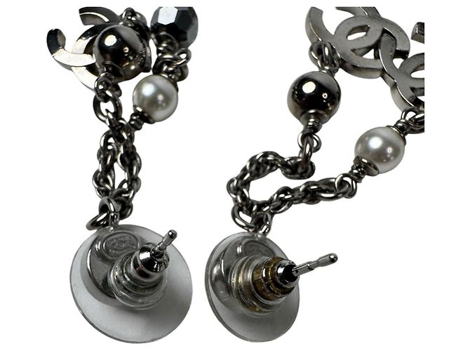 Orecchini lunghi Chanel Coco Mark Argento - vista 7