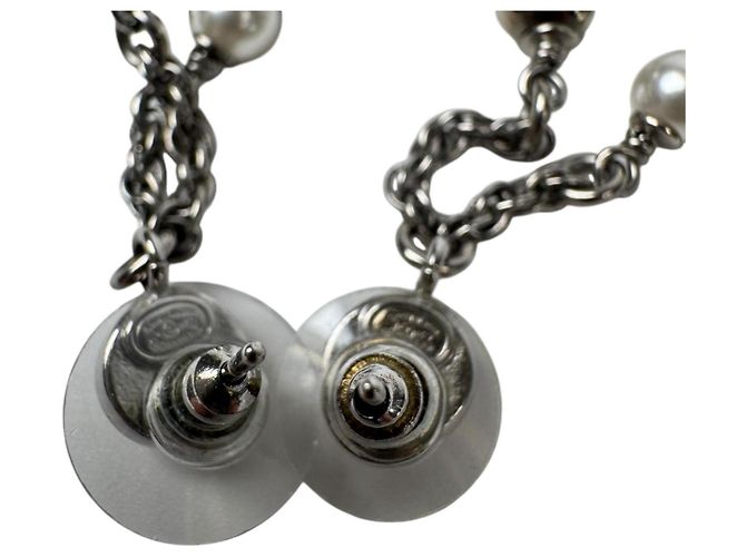Orecchini lunghi Chanel Coco Mark Argento - vista 8