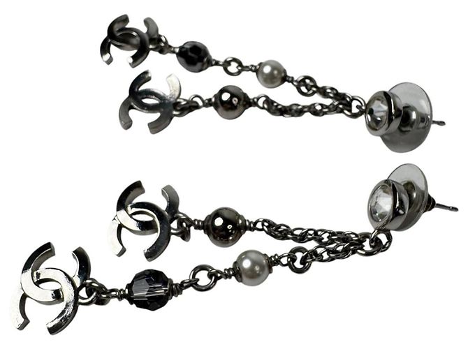 Orecchini lunghi Chanel Coco Mark Argento - vista 9