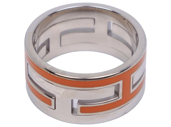 Ring Hermès Anello Hermes Move Ash Band Argento Arancione - vista 4
