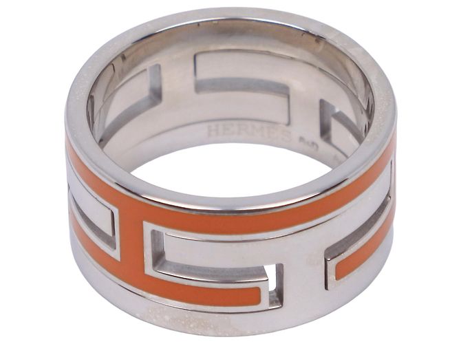 Ring Hermès Anello Hermes Move Ash Band Argento Arancione - vista 5