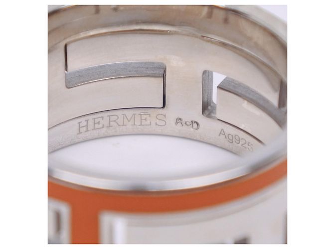 Ring Hermès Anello Hermes Move Ash Band Argento Arancione - vista 6