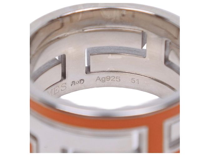 Ring Hermès Anello Hermes Move Ash Band Argento Arancione - vista 7