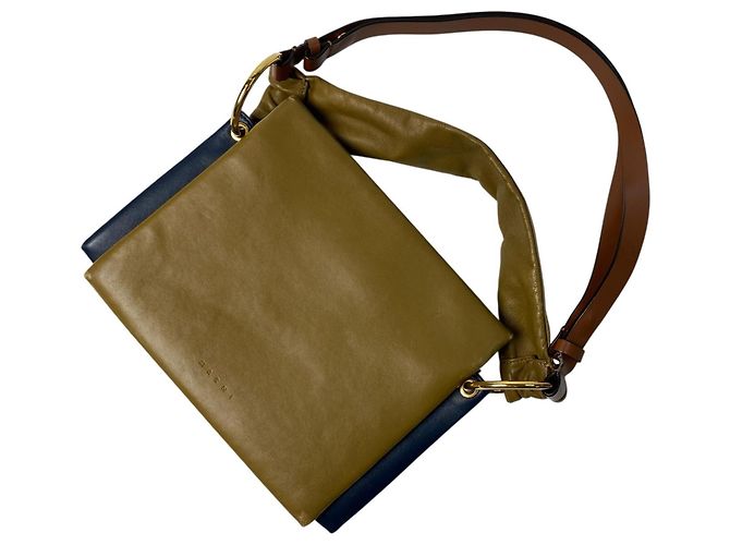 Marni Museo 2-Way Schultertasche/Handtasche Blau Khaki - Ansicht 2