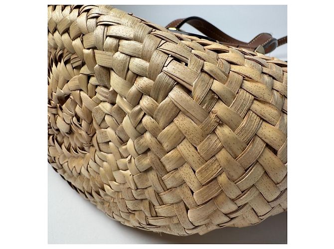 Borsa Cesto Macy in Raphia Jimmy Choo Marrone Beige - vista 14