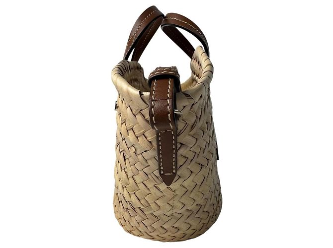 Borsa Cesto Macy in Raphia Jimmy Choo Marrone Beige - vista 4