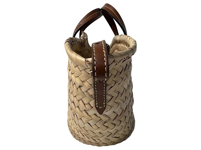 Borsa Cesto Macy in Raphia Jimmy Choo Marrone Beige - vista 5