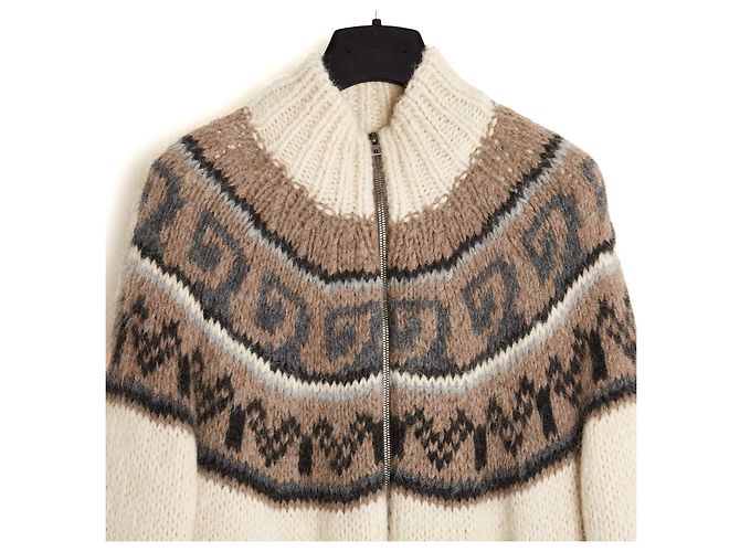 Hermès Jean Paul Gaultier Strickjacke Maxi Cardigan 2006 Braun Schwarz Grau Roh - Ansicht 2